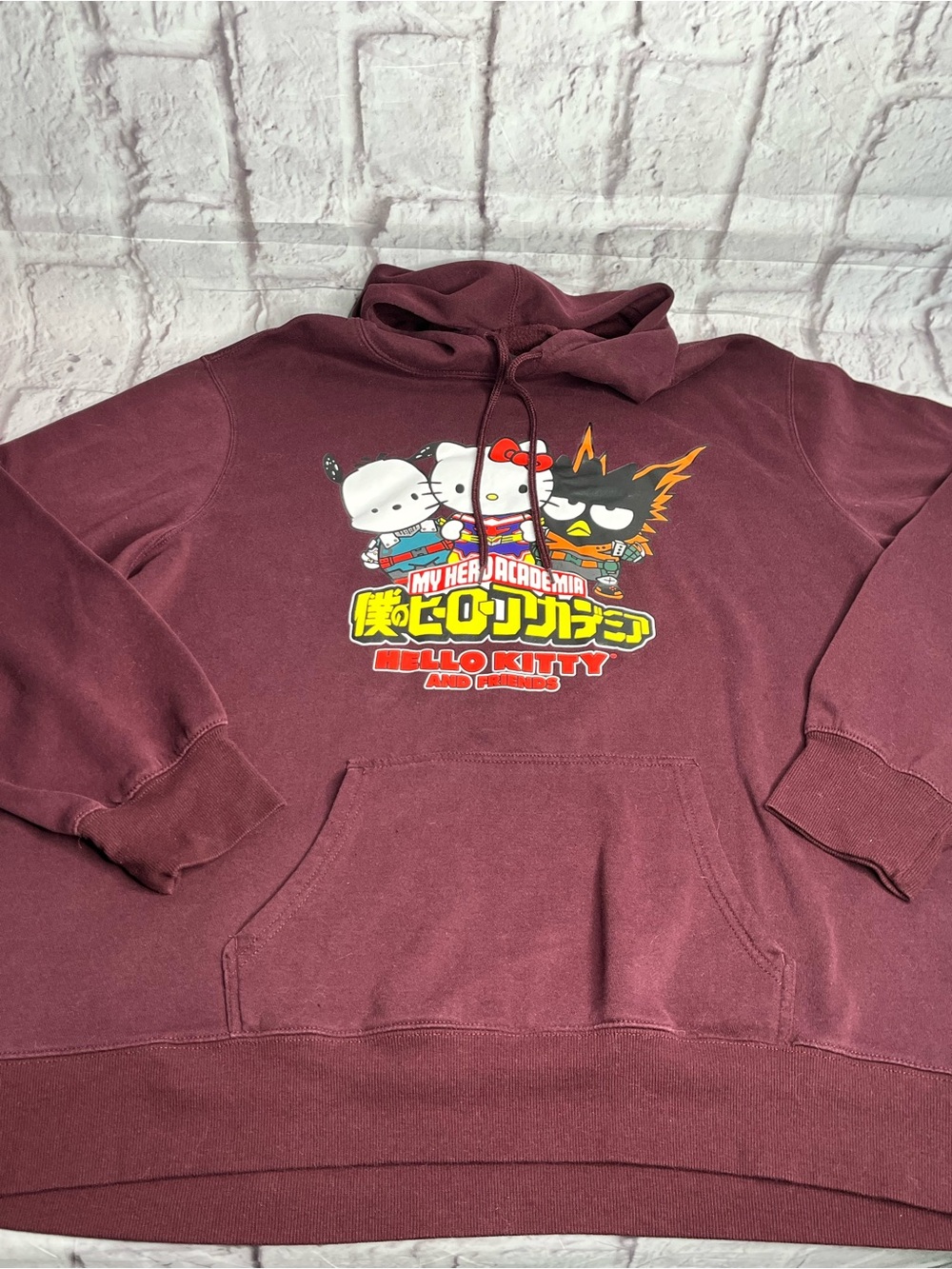 My Hero Academia x Hello Kitty Graphic Hoodie - Maroon size 3XL